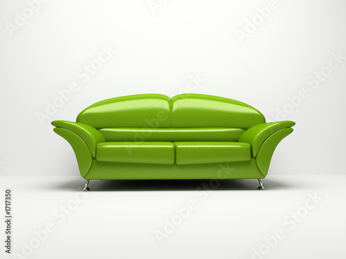 green sofa isolated on white background 3d