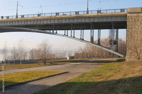fragment of the automobile bridge through the river.