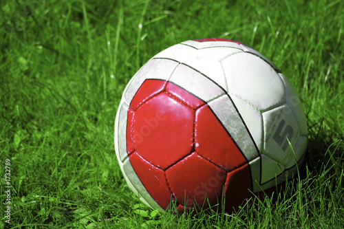 ballon rouge dans l'herbe