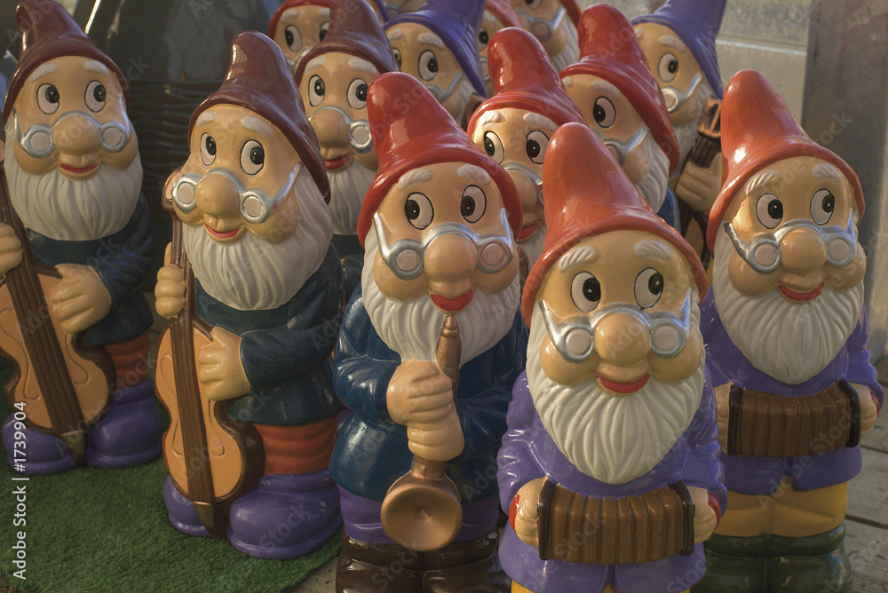 Fototapeta premium set of garden gnomes playing musical instruments