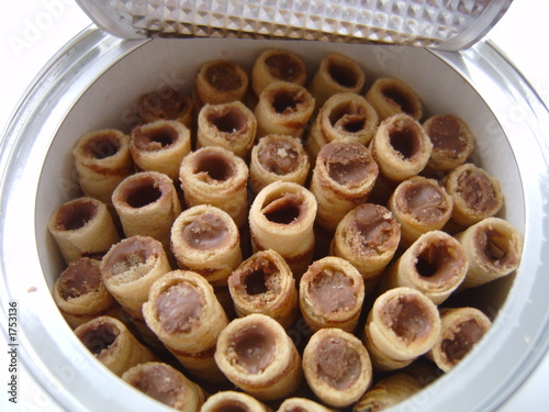 chocolate sticks in a tin