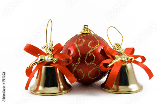 two handbells and sphere on a white background