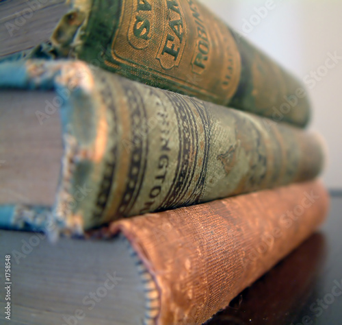 stack of worn books photo