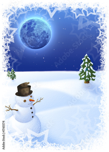 snowman under the moon