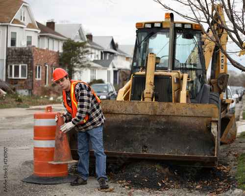 worker with cone