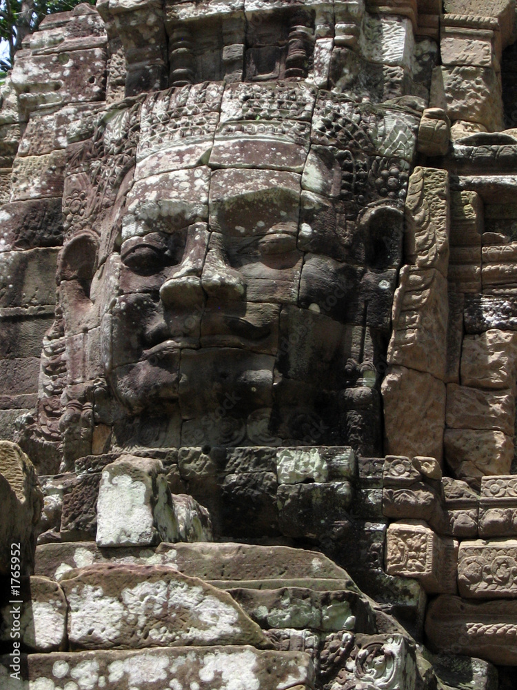 buddha face sculpture, cambodia