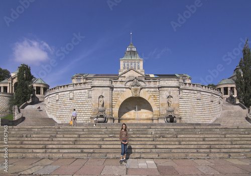   szczecin - fountain at embankment of river odra