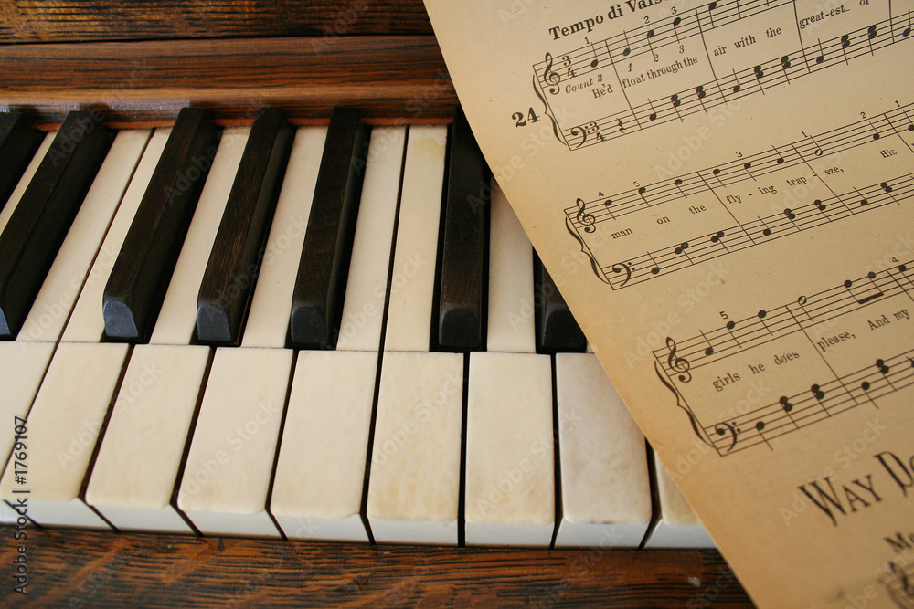 Fototapeta premium piano keyboard and sheet music