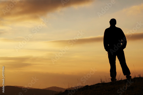 men on the sunset background