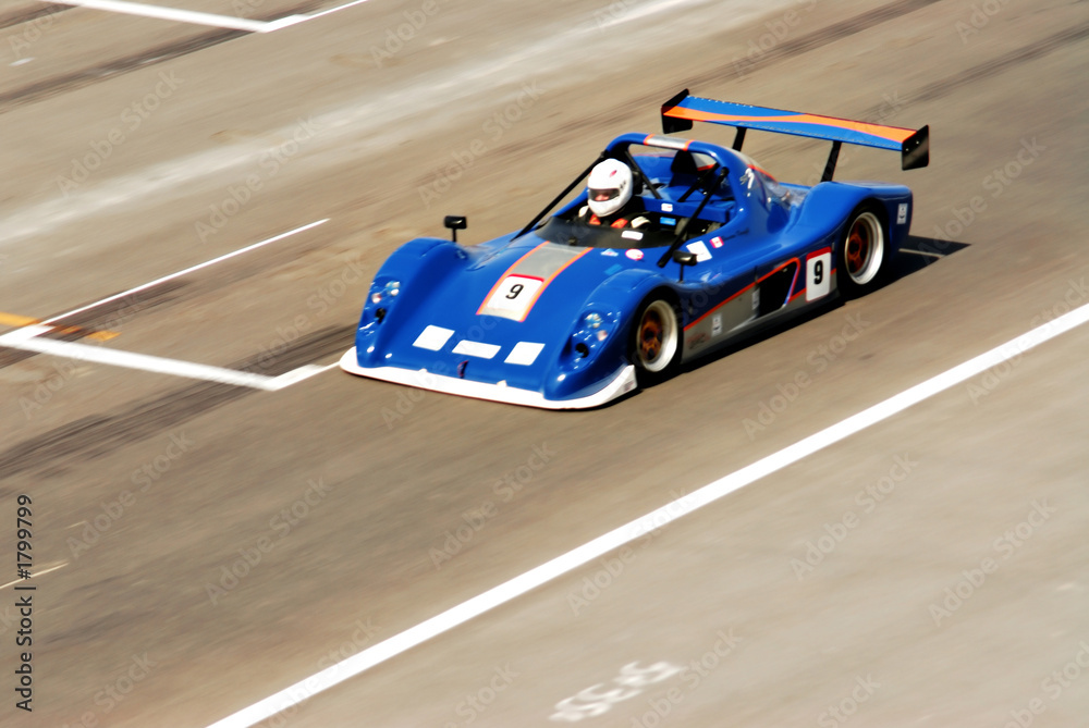 blue racing car