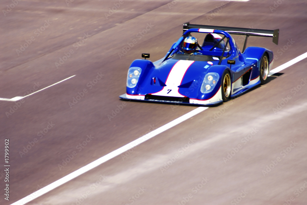 blue racing car