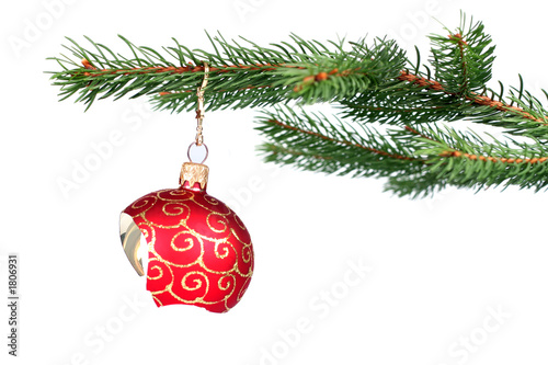 broken christmas decoration hanging on a tree