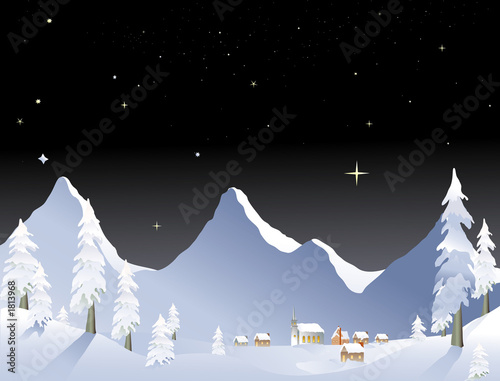 mountain village night