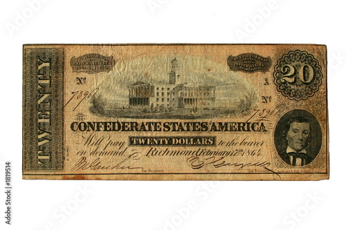 Print op canvas us civil war confederate bank note