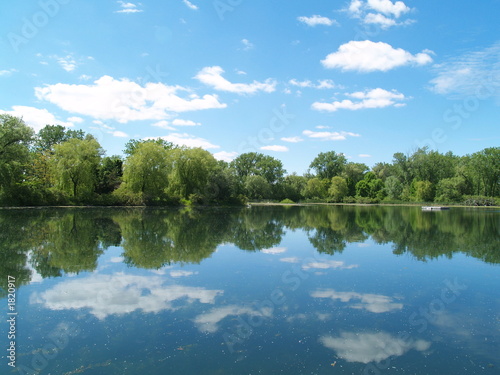 Fototapeta Naklejka Na Ścianę i Meble -  blue sky mirroring in the lake