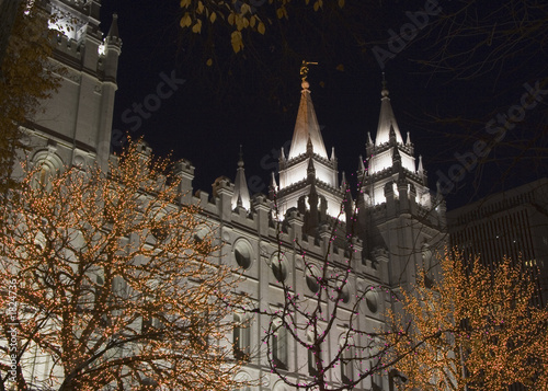 salt lake temple partial south side at night