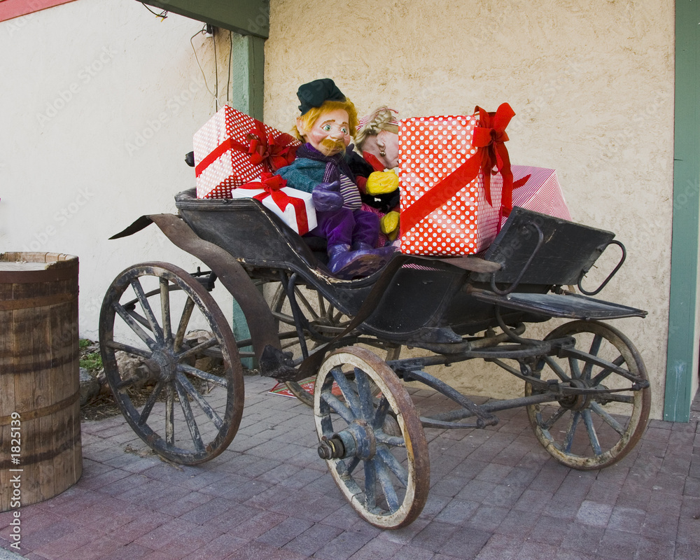 Obraz premium buggy with presents and elf