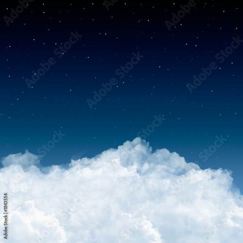 clouds and stars in blue