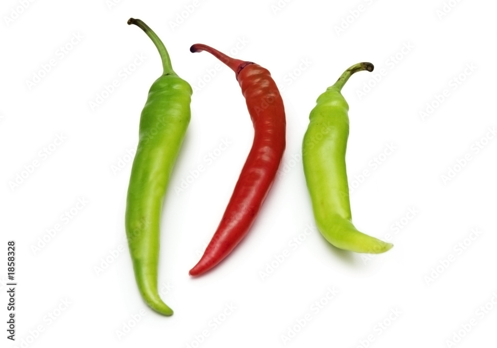 red and green chili peppers isolated on white red and green chili peppers isolated on white