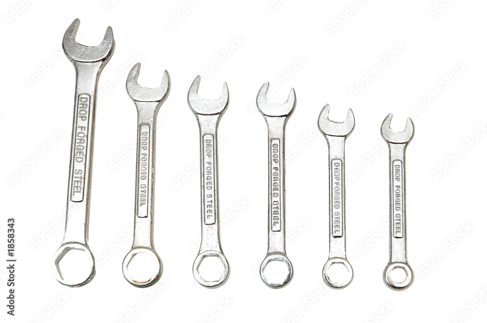 spanners of various sizes isolated on the white spanners of various sizes isolated on the white