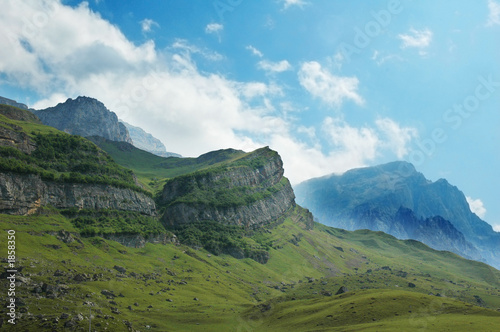 scenery with mountains and blue sky - azerbaijan