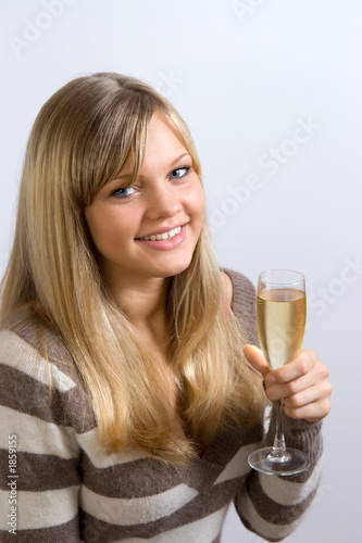 blonde with champagne