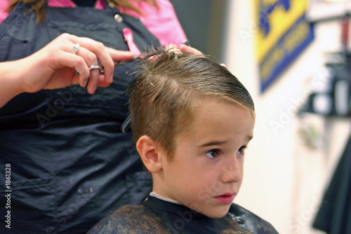 boy getting a haircut