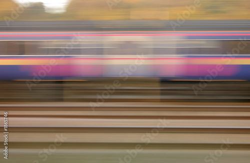 railway track and train blurred background.