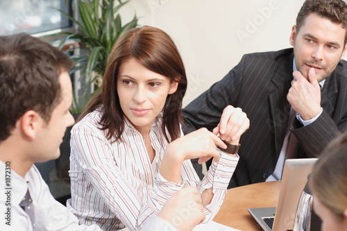 group of business people working  on project