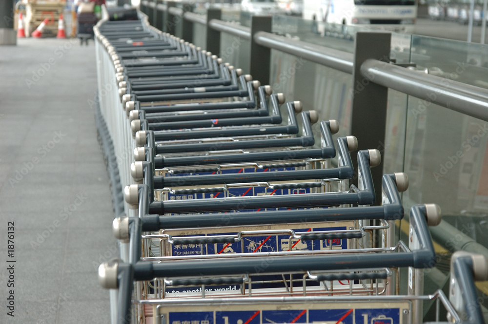 row of luggage carts