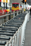 row of luggage carts