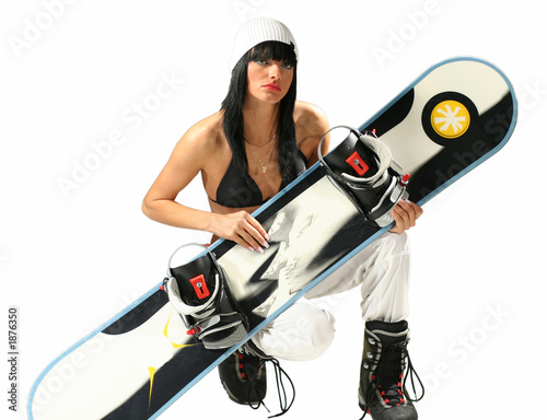 girl with snowboard