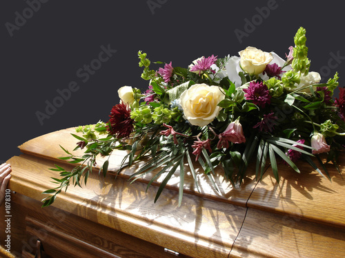 casket with flowers photo