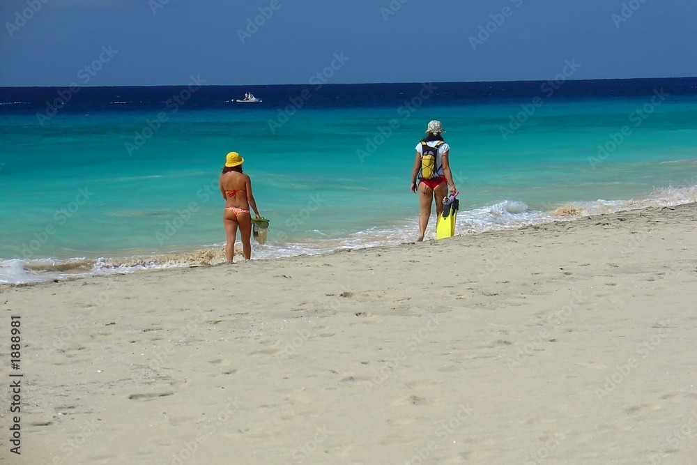 girls walking on the beach