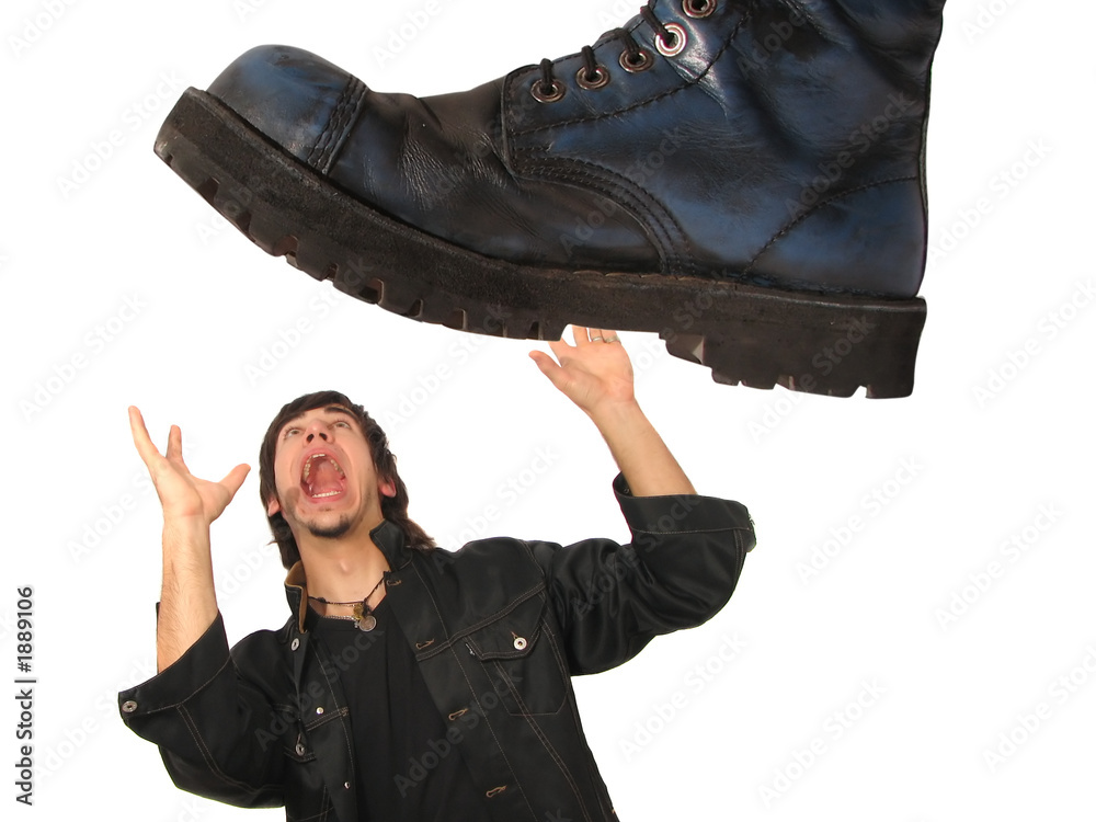 man under boot Stock Photo | Adobe Stock