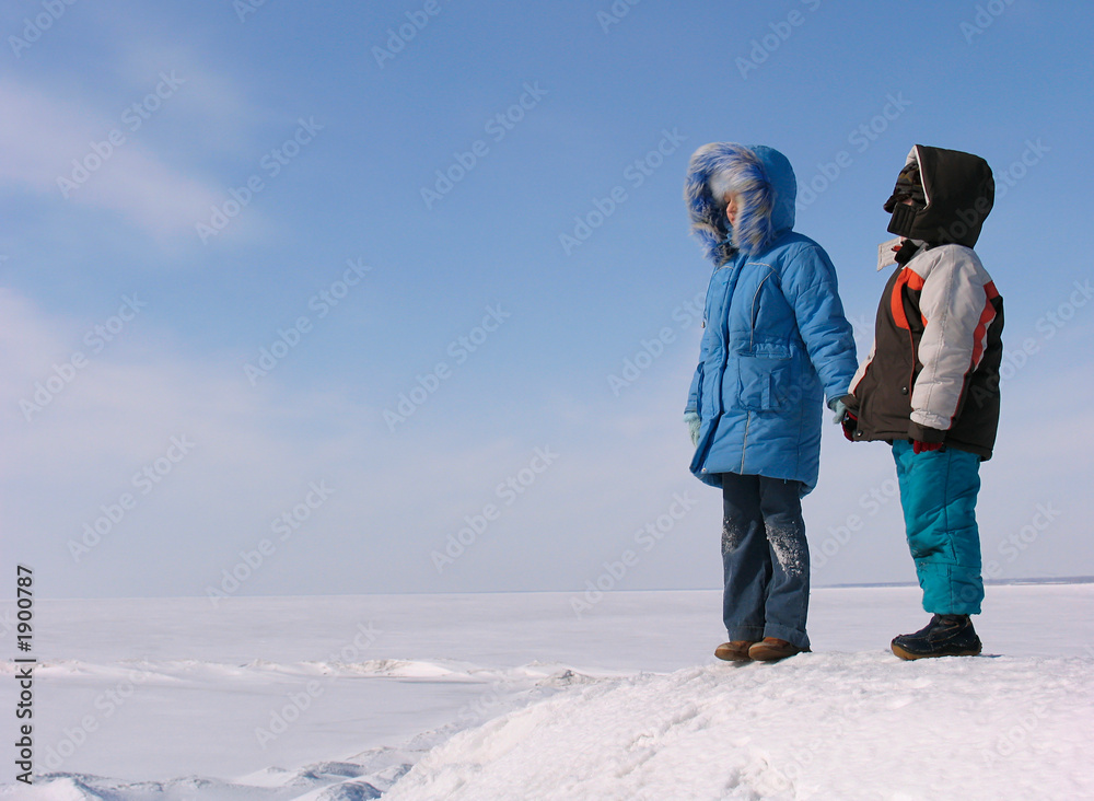 boy and girl on the snow boy and girl on the snow