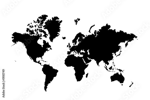 continents en noirs sur fond blanc