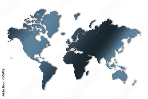 continents en dégradé bleu foncé sur fond blanc