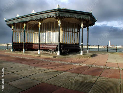 sea shelter on a cloudy day on new brighton prom
