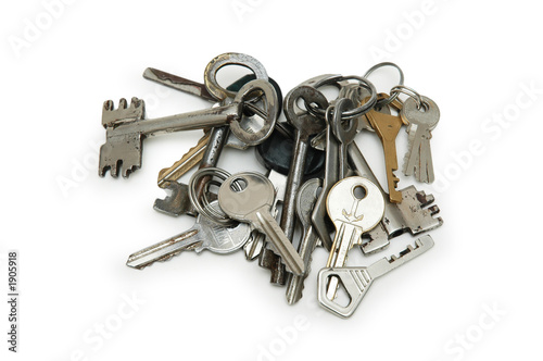 various keys isolated on the white background