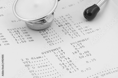 echocardiographical test results with stethoscope photo