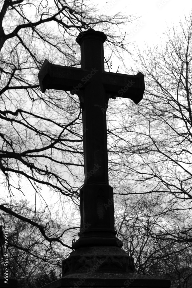 Grabstein Mit Kreuz Schwarz Weiss Stock Foto Adobe Stock