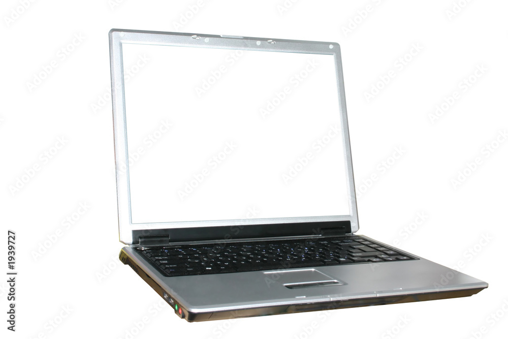 isolated laptop with white screen isolated laptop with white screen