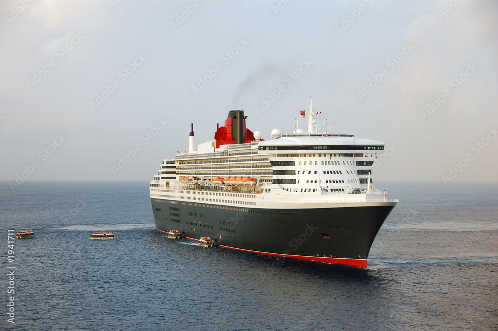 luxury passenger ship moored in bay