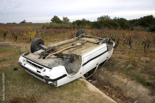 overturned car