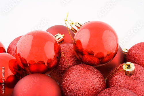 heap of red christmas balls