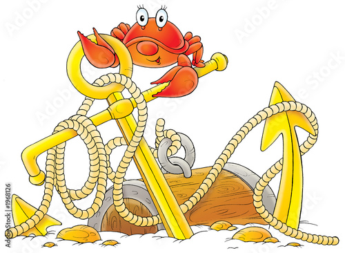 red crab on marine anchor