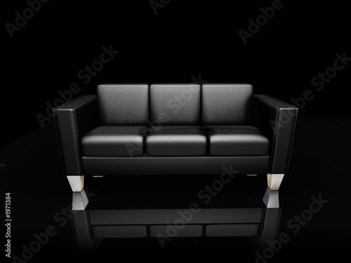 Canvas Print black leather settee