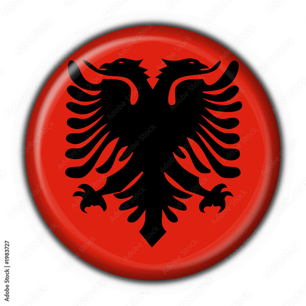 Illustrazione Stock bottone bandiera albanese - albania flag