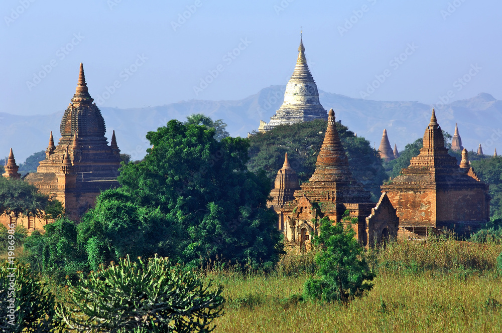 myanmar, bagan: panorama at the sundown myanmar, bagan: panorama at the sundown